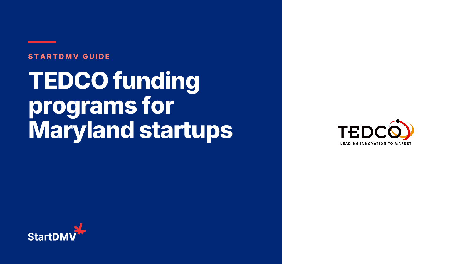 TEDCO funding programs for Maryland startups with the TEDCO (Maryland Technology Development Corporation) logo